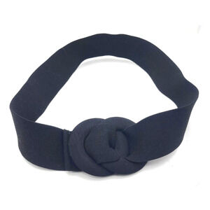 Wide Black Stretchy Belt Fancy Buckle 2" Wide 27" Long